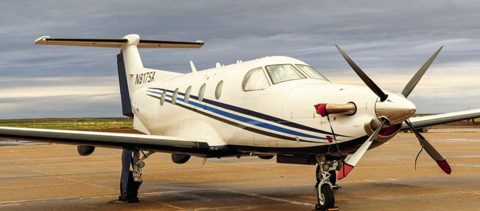 A Pilatus PC-12 flew in from Addison to drop off passengers, staying overnight. Tiffany Tully