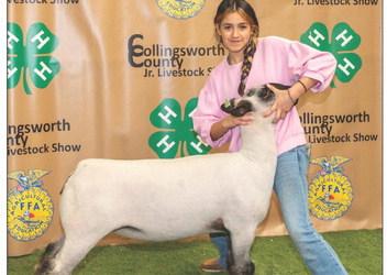 Jazmyn Garcia exhibits the third-place Class 2 Lamb, purchased by Henard Farms at the Premium Sale.