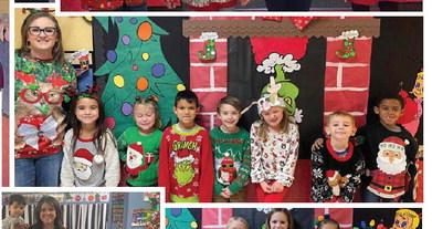 Cabbell, Peters claim Wellington Elementary ugly sweater contest prizes