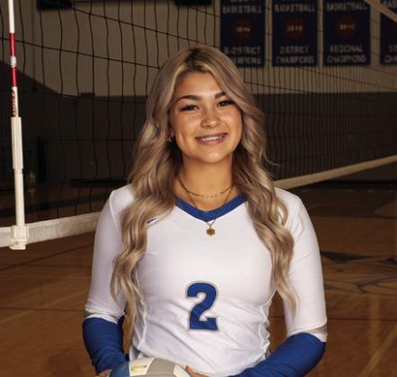 Childress’ Journey Prince (1), a junior middle blocker, and Kaydence Simpkins (2), a senior outside hitter, are selected as Press Pass Sports’ “15 Texas Panhandle Volleyball Players to Watch” notable players, announced Sunday, Aug. 11. The varsity Childress Lady Cat volleyball team, including Prince and Simpkins, hit off the 2024 season against the Wichita Falls Legacy High School Lady Leopards Tuesday, Aug. 13 in Childress. Results were unavailable at press time. Statham Photography