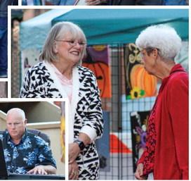 The Red River Sun/Elizabeth Tanner Guests attend For The Hub Of Art’s Alley Art Walk, featuring over a dozen local artists, Saturday, Oct. 14 behind Gordon’s Furniture. Pieces included paintings, ceramics and pottery, jewelry and even a “living art piece,” a hospital patient, complete with an IV bag and cigar, presented by artist Bruce Smith.