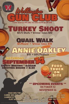 Wellington Gun Club plans Sept.14 shooting event
