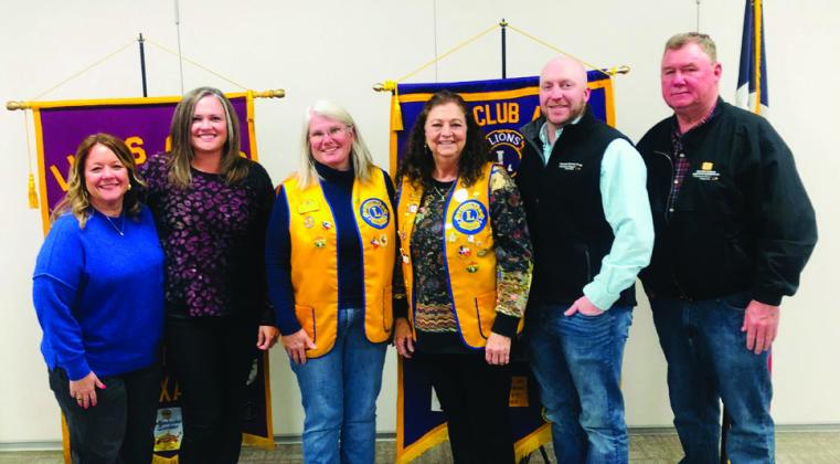 The executive board of Greenbelt Electric Cooperative, Inc. visits the Wellington Lions Club. From left: Greenbelt Administrative Assistant Janie Duncan and Chief Financial Officer Carly Ward, Assistant Boss Lion Lori O’Rear, Boss Lion Margret Wood, Greenbelt Manager of Operations and Engineering Mark Lemons and General Manager Randy White. The Red River Sun/Bev Odom