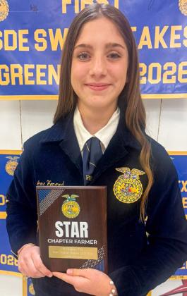 Overseen by Advisor Drew Taylor and his officer team, students receive honors during the Wellington Future Farmers of America Chapter Banquet at 6 p.m. Tuesday, May 12 in the Wellington High School Commons. Top honors include sophomore Anna Henard, Star Chapter Member, and Sophia Derr (not pictured), Star Greenhand.