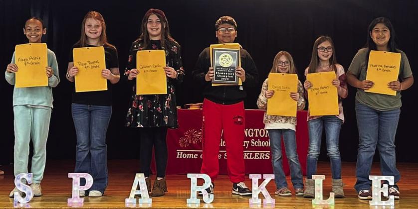Wellington Elementary School fourth grade UIL competitors include, from left, Alaeja Archie, Piper Barnes, Callahan Cantu, Nahim Olvera, Dallas Duke, Bryley Holton, Aurdrina Gonzales. See additional photos, page 4A.