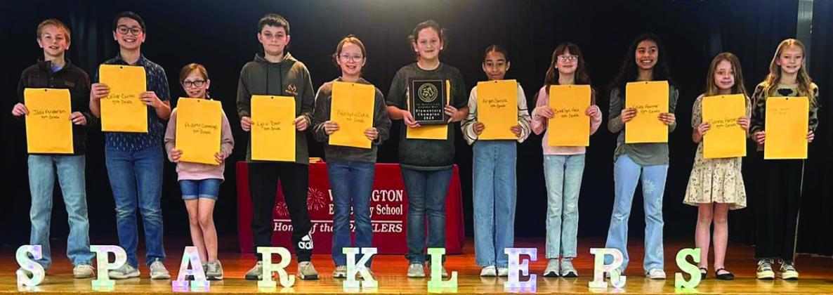 Wellington Elementary School fifth-grade UIL competitors include, from left, Jake Anderson, Collier Cantu, Aubrey Cummings, Lyric Derr, Ashlynn Duke, Caydence Duran, Aryen Garcia, Brooklyn Hale, Kesley Hamner, Elanna Harper, Calleigh Henard.