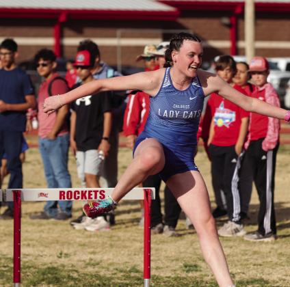 Cameran Daniel clears the final hurdle during the 110-meter race, finishing with a time of 17.04 for second place.