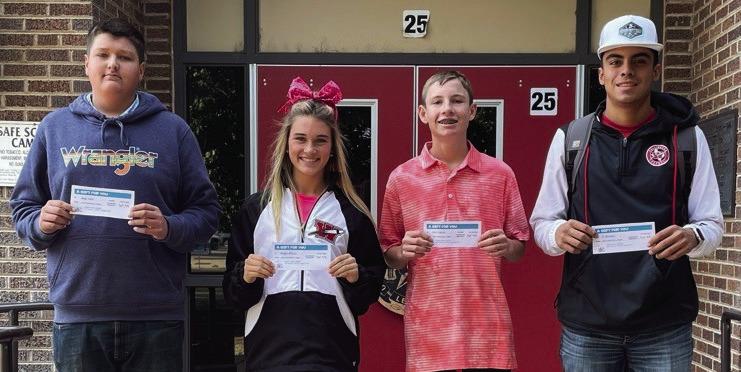 Angel’s Subs &amp;amp; Sweets and Brothers-Sisters of our Military Adventures team up on Fridays to give away a free lunch gift certificate to Wellington High School (WHS) students. The name of every WHS student is put into the drawing. The sixth-round winners include Hayes Carter, left, Maggie Tillman, Carter Ouellette and RJ Granadoz. Photos Courtesy of Wellington High School