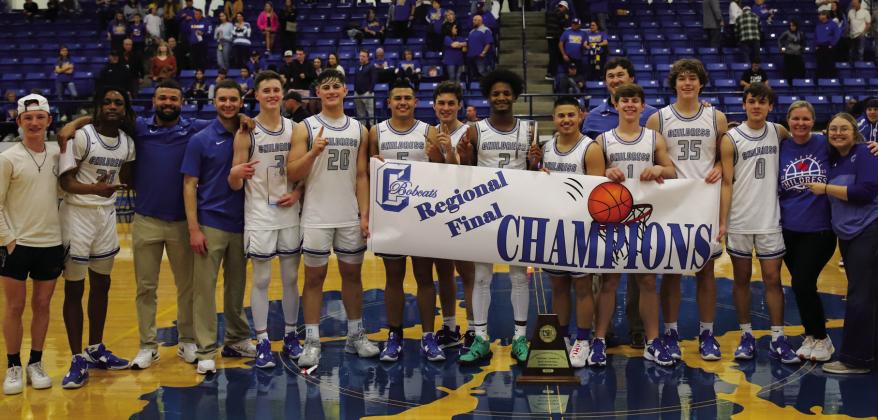 The Childress Bobcats are Regional Final Champions, taking a 56-55 overtime lead against Brock Saturday, March 4 and punching their ticket to the UIL Class 3A State Tournament. Photos by Childress High School Yearbook Staff