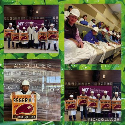Childress students compete at a recent FFA competition, hosted at West Texas A&amp;amp;M University in Canyon. Earning the District 3 4-H Meat Judging Intermediate Team Reserve Grand Champion, Bryson Session was the fourth high-point individual. Photos Courtesy of Shirece Bruce