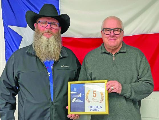 TxDOT Childress District presents service awards to employees