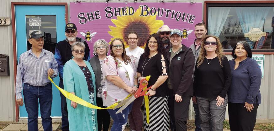 The Childress Chamber of Commerce welcomes newest chamber member The She Shed Boutique, 1403 Ave. F NW, which recently celebrated its one-year anniversary Wednesday,March 1. Photo Courtesy of Childress Chamber of Commerce
