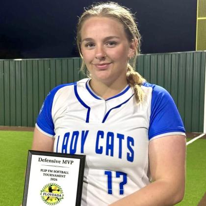 Ansley Parr is the Floydada Tournament Defensive Most Valuable Player. Shelby Parr
