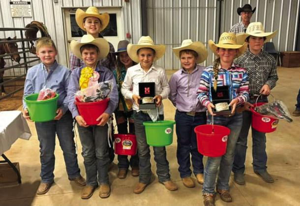 Junior division winners include Champion Axel Whitaker; Reserve Champion Olivia Wyatt; Saylor Wyatt, third place; David Rister, fourth place; Daniel Rister, fifth place; Brayley Seal, sixth place; Ava Barlow, seventh place; Claire Mock, eighth place; and Kolt Whitaker, ninth place.