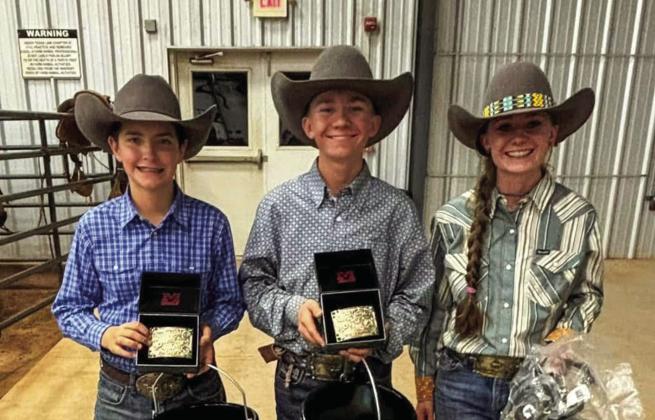 Senior Champion Quay Bruce is joined by Reserve Champion Bazos Seal and third-place Brantley Seal.