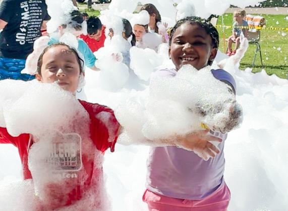 Collingsworth Public Library celebrates summer reading with foam party