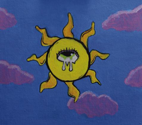 Moore Art Studio student Emily Dominguez’s, 13, work is displayed at For The Hub of Art’s first-ever Youth Art Show. Painting by Emily Dominguez