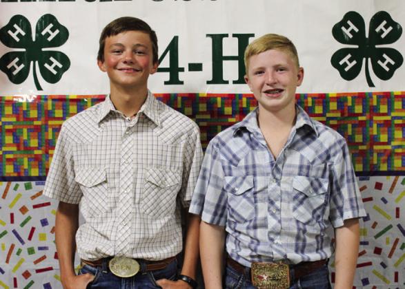 The Intermediate Meat Judging team of Cutter Bruce, Sterling Bruce, right, and Ben Souder, left, placed second at district. Not pictured is Cutter Bruce.
