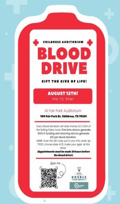 Childress Community Blood Drive to benefit CASA of the Rolling Plains
