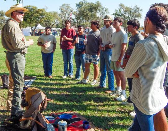 Charles Goodnight Frontier Regiment Sons of Confederate Veterans (SCV) #2280 hosted the Rocky Sprott Fifth Living History weekend, where over 650 students, teachers and visitors attended the Friday, Oct. 3 School Day events, including Clarendon, Hedley, Hollis, Okla., Lefors, Shamrock and Wellington schools. “Making history come alive is so important,” stressed organizer Darrell Colson, SCV #2280 1st Lt. Commander. “We hope that our Living History School Day will help inspire others to seek more knowledge.”