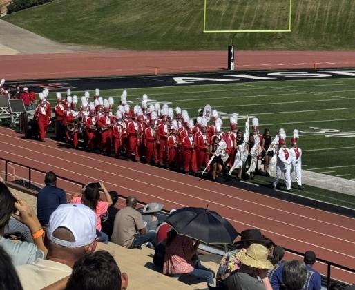 The Rocket Regiment enters the field for its performance at the UIL Region 1 Marching Contest Saturday, Oct. 18 at Dick Bivins Stadium in Amarillo, earning an overall Division 2 rating.
