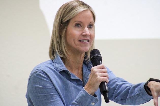 National Cotton County Vice President of Economics and Policy Dr. Jody Campiche discusses cotton economics and market trends at the Rolling Plains Cotton Growers’ fall meeting Thursday, Oct. 2 at the Fair Park City Auditorium in Childress.