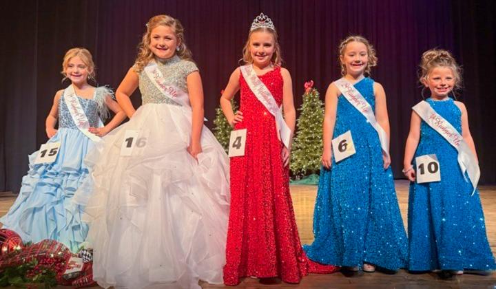 Third Runner-Up Whitley Souder, left, First Runner-Up Sherree Ballinger, Little Miss Wellington 2026 JoLee Breedlove, Second Runner-Up Saige Coyne, Fourth Runner-Up Gia O'Rear.