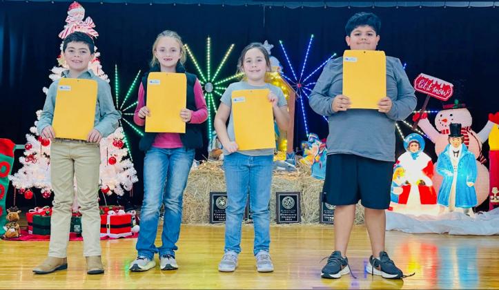 Additional Wellington Elementary School third-grade UIL competitors. From left: Luke Roberson, Katie Tarver, Emma Vaught, Layton Wynn.