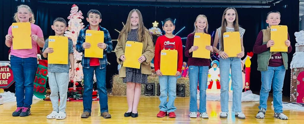 Additional Wellington Elementary School fourth-grade UIL competitors. From left: Alexis Massey, Noah Peters, Easton Ryan, Makenzie Smith, Juliet Solis, Perrie Reyna, Blair Ward, Kaden Wiebe.