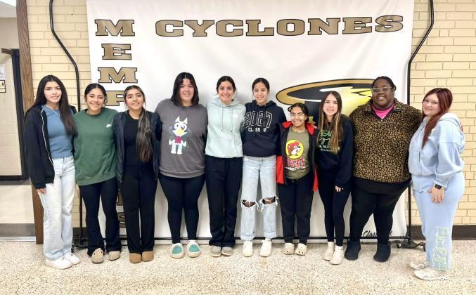 Academic all-district volleyball team selections include, from left, Alexis Diaz, Juliana Soto, Daymi Villa, Katrina Torres, Analise Graham, Jaelyn Gaxiola, Jasmyne Gilchrest, Aryanna Garcia, Tanasia Grays and Zada Todd. To be eligible for the academic all-district volleyball  team, varsity players must maintain a grade point average of 90 or above during the season.