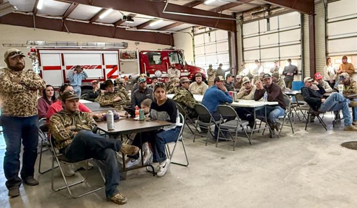 The crowd waits in anticipation for the winners of Wellington Volunteer Fire Department’s Third Annual Varmint Hunt fundraiser to be announced.