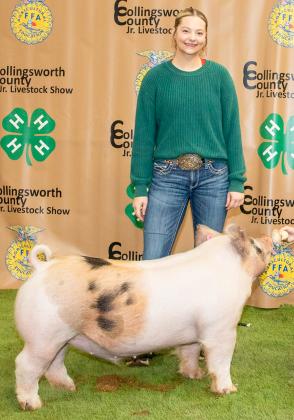 Maci Brewer exhibits the Reserve Breed Cross, purchased by Birdsong Peanuts at the Premium Sale.