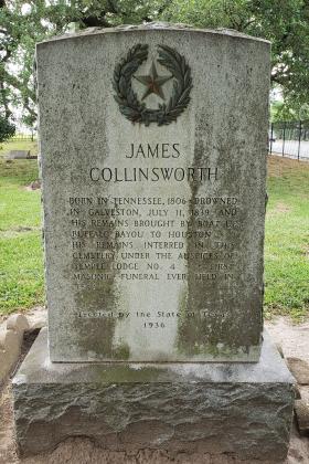 Cenotaph for James Collinsworth, Founders Memorial Park, Houston.