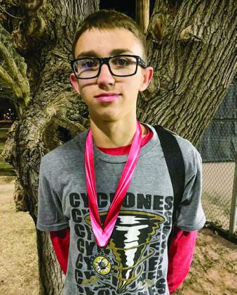 Ryder Robison places second in the boys’ singles at the Wellington Tennis Tournament Wednesday, March 1. Photos Courtesy of Memphis ISD