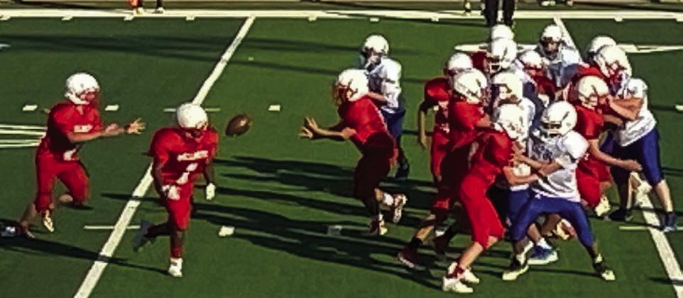 Wellington seventh-grade Firecrackers face Olton at Floydada last Thursday, Nov. 3. Wellington brought home a 36-0 win for its final game of the 2022 season. Courtesy Photo