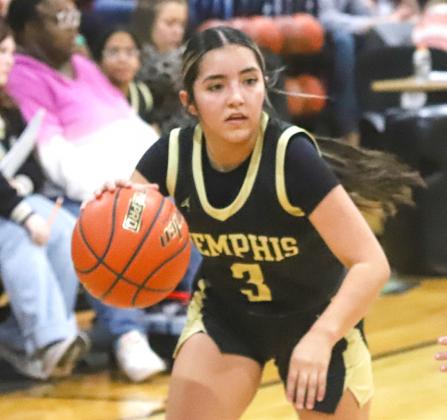 Dayami Villa runs in a layup for the Memphis Lady Cyclones against Clarendon Tuesday, Jan. 13. Roger Estlack