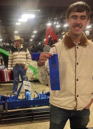 Childress’ Kasen Chapman shows his mini arena drag at San Antonio Stock Show’s Junior Agricultural Mechanics Show, receiving a blue ribbon. “Overall, we are very proud of these showmen,” Childress High School ag teacher Colby Newbrough said. “Thank you to all of those who support the ag mechanic show team and Childress FFA.”