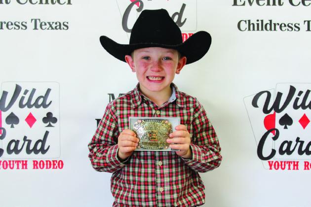 Ty Begeman is the six-and-under combined All-Around Champion. Begeman competed in barrels, poles, goat undecorating and calf dummy roping. The Red River Sun/Elizabeth Tanner