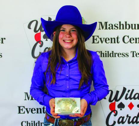 Jettie Jones is the 10-12 girls All-Around Champion. Jones competed in barrels, poles and breakaway roping.