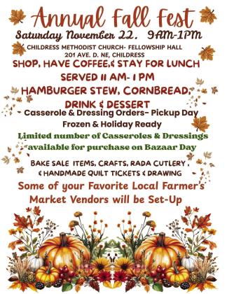 Childress Methodist Women to host Annual Fall Fest this Saturday