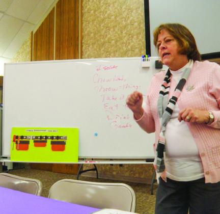 A properly outfitted toolbelt can enable a person to manage stress for a richer, more productive life, Area Agency on Aging of the Panhandle Public Education Administrative Assistant Laurie McAfee said, presenting the final Ready. Set. Thrive! session, offered in partnership between Area Agency on Aging of the Panhandle and Texas A&amp;amp;M AgriLife Extension Service of Childress County, Tuesday, Dec. 17 at the Childress Methodist Church Fellowship Hall. Photo by Grace Holman