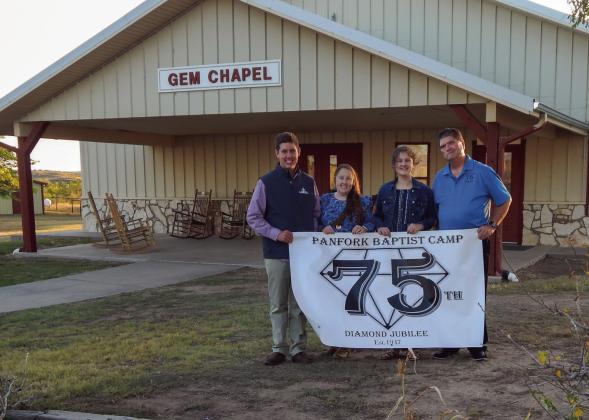 Panfork Baptist Encampment Director Scott Willingham, right, and his family, including son Aaron, wife Michele and daughter Sarah, welcome everyone to the 75th diamond jubilee festivities this weekend. The Willinghams made Collingsworth County their home just this past August. “We feel very blessed to be here,” said Scott Willingham. The Red River Sun/Bev Odom