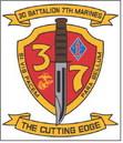 The 3rd Battalion 7th Marines emblem of Sgt. Derrell Tompkins and Pfc. Phillip Tompkins