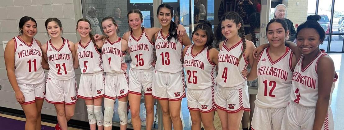 The eighth-grade Lady Firecrackers capture the Panhandle Tournament championship, taking down Canadian 34-9 for the win in the final contest. From left: Natalia Pena, Anna Henard, Taytum Kane, Kambrie Fisher, Maci Brewer, Valarie Cruz, Raelea Davila, Jorgia O’Rear, Aundrea Garcia, Aleah Lewis.