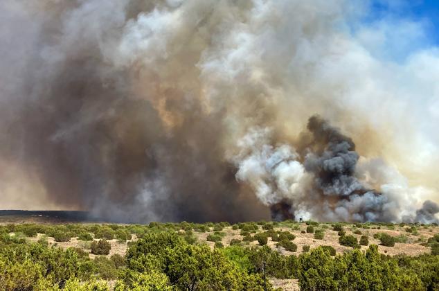 The Lefty Fire, which was initiated by a lightning strike, burns 1,382 acres Thursday, April 2-Friday, April 3 in Hall County. Hedley Volunteer Fire Deparrtment