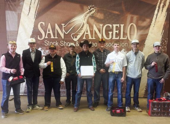 Childress High School Future Farmers of America (FFA) ag mechanic students compete at the San Angelo Stock Show and Rodeo Agricultural Mechanics Contest Saturday, Feb. 1-Monday, Feb. 3. From left: Keegan Sides, Tripp Tippett, Jacob Renteria, Ransom Tyler, Kade Maldonado, Jonah Smith, Creedan Bell, Kasen Chapman, Tuck Detwiler. Photo Courtesy of Childress FFA