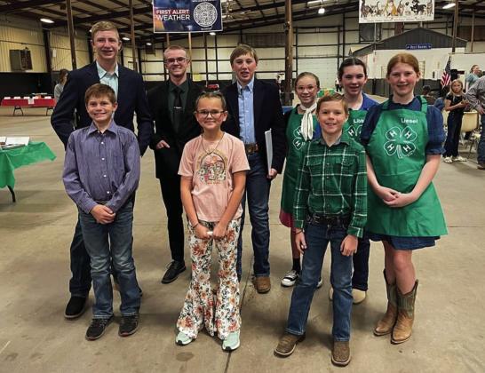 Childress County 4-H Foodies compete at the 2024-2025 Rolling Plains District 3 4-H Food Show Wednesday, Nov. 13 at the JS Bridwell Agricultural Center in Wichita Falls. Back row, from left: Sterling Bruce, Tyler McGee, Broden Henry, Miranda Henry, Libby Sanford. Front row, from left: David Rister, Cambri Willis, Rhett Schaefer, Liesel Schaefer. Photo by Candice Willis