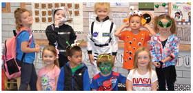 Don’t “space out” on drugs! Wellington Elementary School Sparklers, dressed as aliens and astronauts, fly above the influence during Mission to Mars Monday, which kicked off Red Ribbon Week Monday, Oct. 24. Courtesy Photos