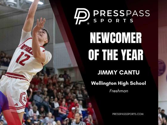 Wellington’s Jimmy “Jax” Cantu, a freshman forward for the Skyrockets, is the 2026 Press Pass Sports Newcomer of the Year, announced Sunday, April 5. Press Pass Sports/Roy Wheeler