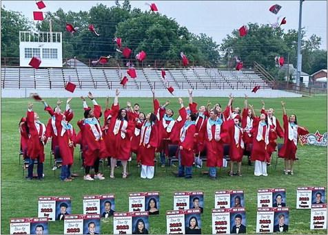 Wellington High School Class of 2023 celebrates following its baccalaureate and commencement ceremony Friday evening, May 19 on Powell Field at Skyrocket Football Stadium. Courtesy Photo